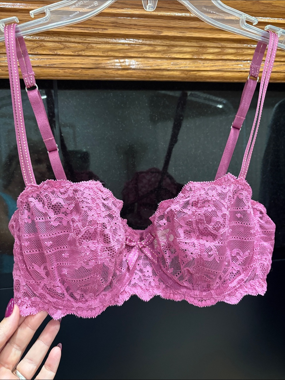 Chantelle balconette lace mesh unlined Bra Magenta Intimates 34C full coverage